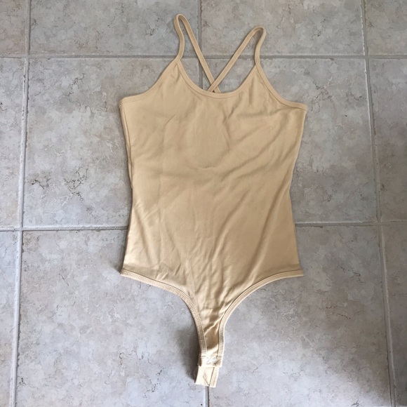 NWOT DoubleZero Light Yellow Strappy Back Bodysuit - Picture 3 of 7